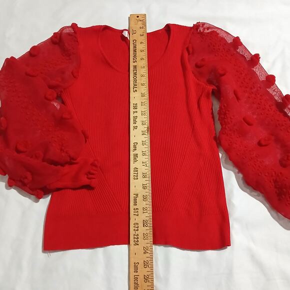 No Boundaries L(11/13) Red 3D-Sheer-Long-Sleeved Ribbed Sweater Christmas Junior - Picture 12 of 16